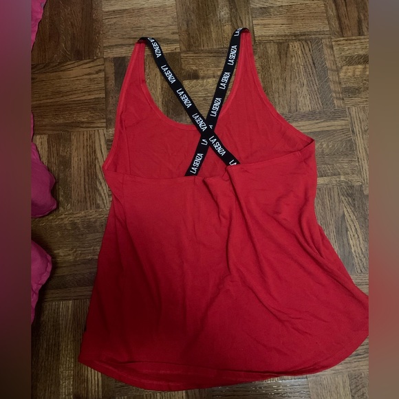 **2 for $20**🛍️ La Senza Red and Black Tank Top with Text on Straps Large - Picture 2 of 8